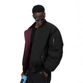NOAH MARS Double-Sided MA1 Pilot Cotton Jacket Men Red Velvet Lined Winter Coat