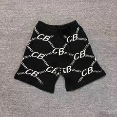 Cole Buxton Black All-Over Italic CB Chain Shorts