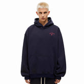 NOAH MARS Men Navy Velvet Splicing Hoodie First Gen Cross Autumn Winter
