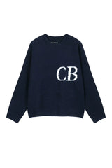 Cole Buxton Navy Side Italic CB Logo Sweatshirt