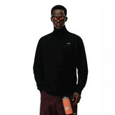 NOAH MARS Men Mock Neck Warm Base Long Sleeve Tee Chest Cross Embroidery Logo