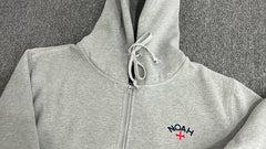 NOAH MARS Men Grey Zip Cardigan Hoodie Chest Cross Embroidery Logo