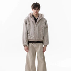 NOAH MARS Mountain Print Velvet Lined Hooded Cotton Jacket Men Old Money Winter Coat
