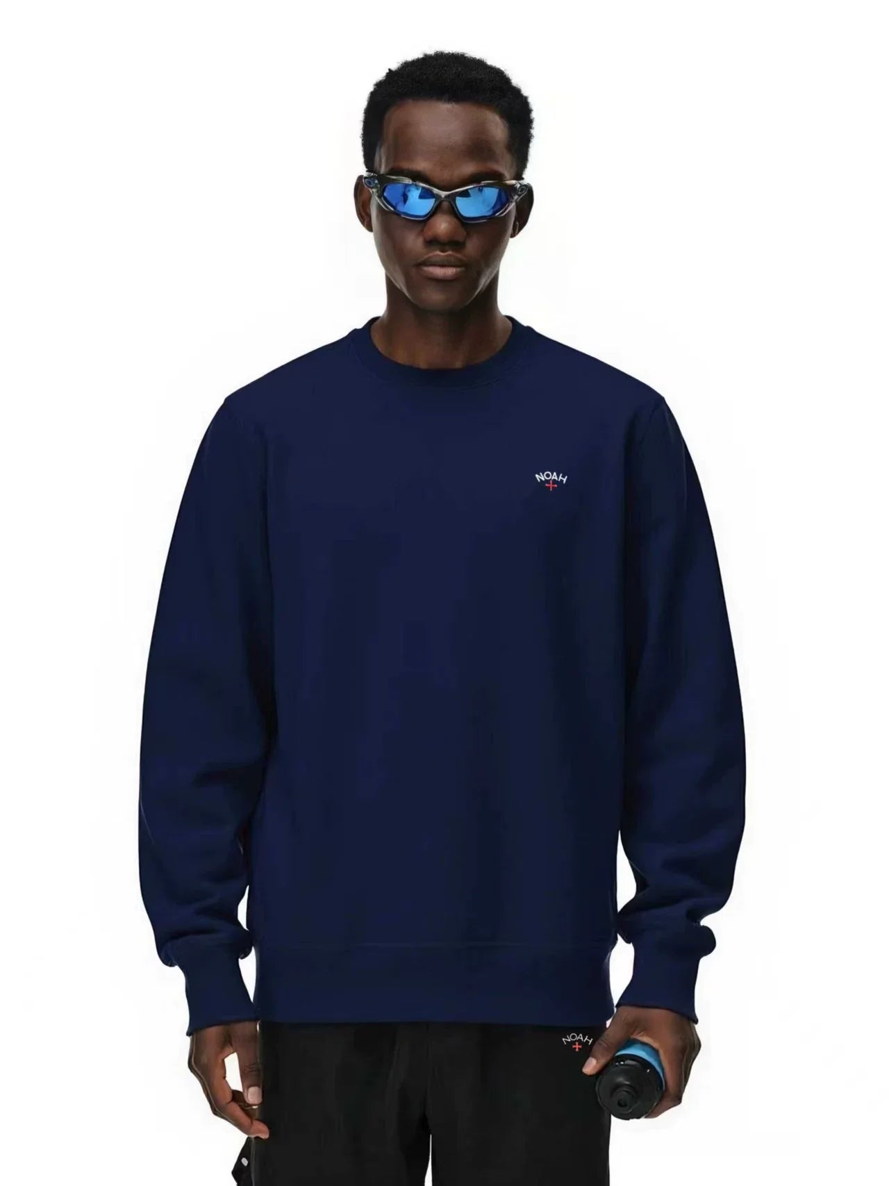 NOAH MARS Loose Crew Sweatshirt Left Chest Cross Embroidery