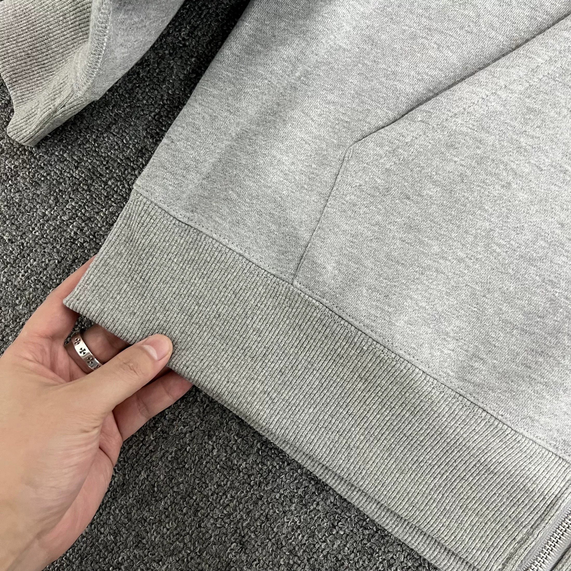 NOAH MARS Grey Cross Embroidery Zip Hoodie Cardigan Autumn Winter