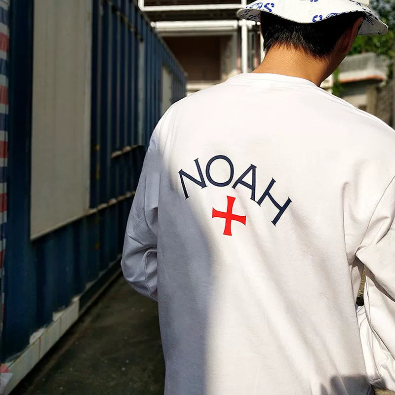 NOAH BWCJ Cross Print Heavy Cotton Unisex Long Sleeve Tee
