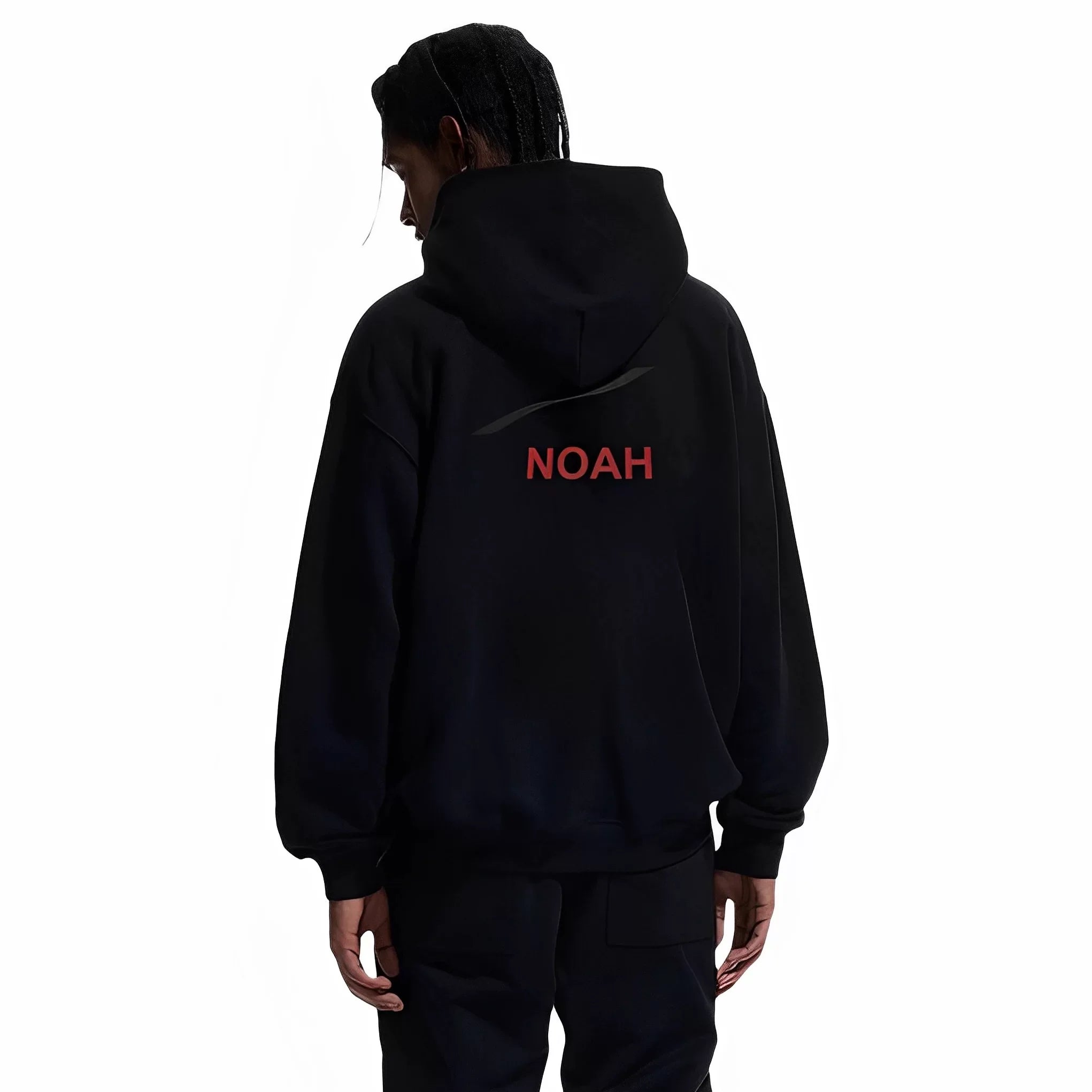 NOAH MARS Men Wave Print Zip Hoodie Looped Fleece Autumn American Casual