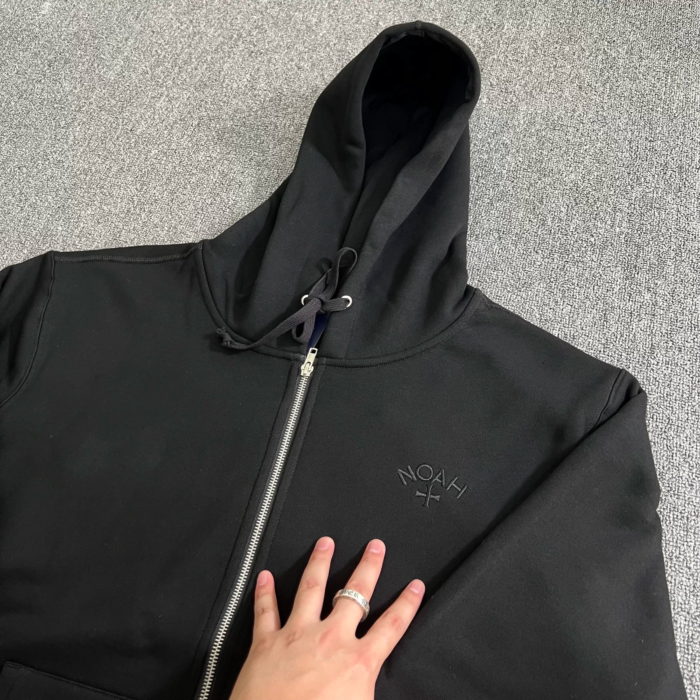 NOAH MARS Zip Hoodie Cardigan First Gen Black Soul Cross Embroidery Autumn Winter