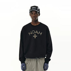 NOAH MARS Men Plaid Cross Thread Splice Crew Neck Sweatshirt
