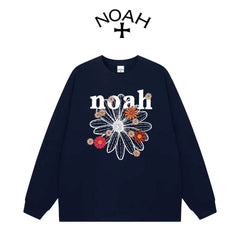 NOAH Daisy Letter Print Pure Cotton Unisex Long Sleeve Tee Spring Autumn