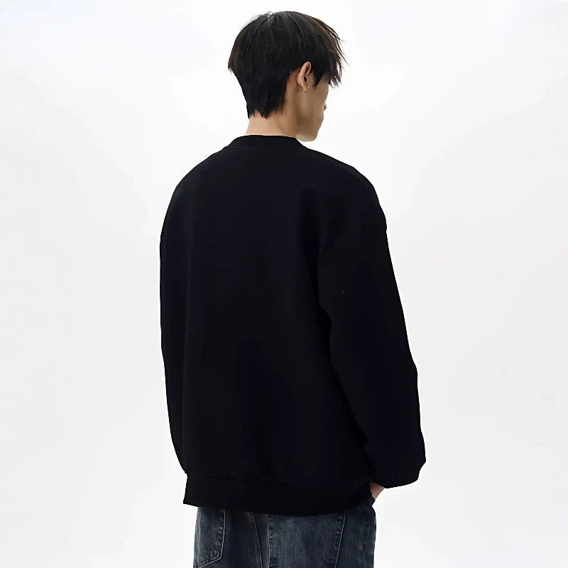 NOAH MARS Men Oversized Zip Cardigan Sweatshirt Chest Cross Embroidery Logo