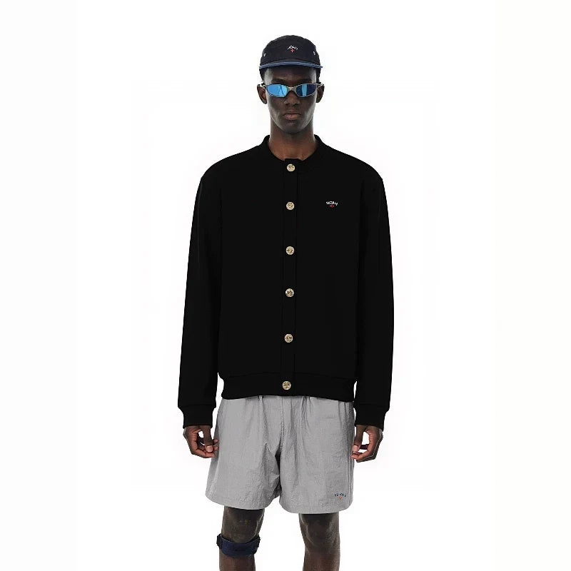 NOAH MARS Old Money Collarless Button Cardigan Thick Cotton Men Jacket
