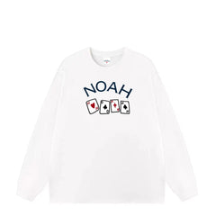 NOAH Poker Print Heavy Cotton Unisex Long Sleeve Tee Spring Autumn