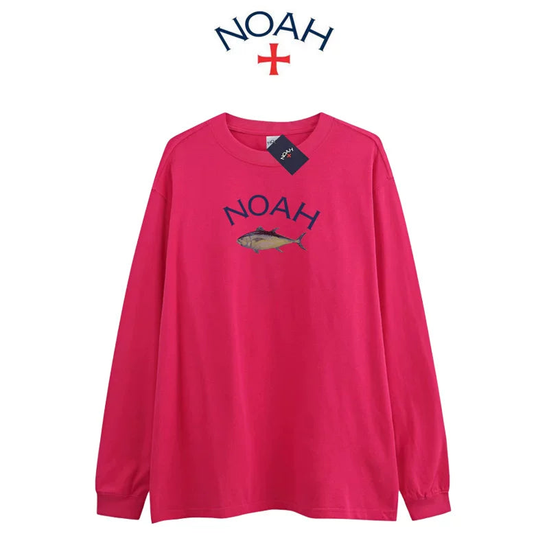 NOAH BWCJ Tuna Print Pure Cotton Unisex Long Sleeve Tee Autumn