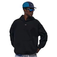 NOAH MARS Men Thread Splice Hoodie Chest Cross Embroidered Badge