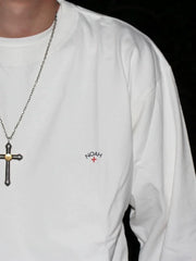 NOAH BWCJ Cross Print Heavy Cotton Unisex Long Sleeve Tee Autumn