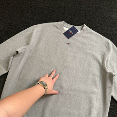 NOAH MARS Men Thread Splice Crew Sweatshirt Chest Badge Cross Embroidery