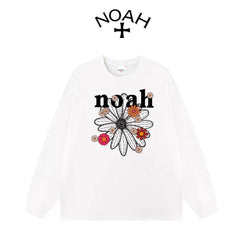 NOAH Daisy Letter Print Pure Cotton Unisex Long Sleeve Tee Spring Autumn