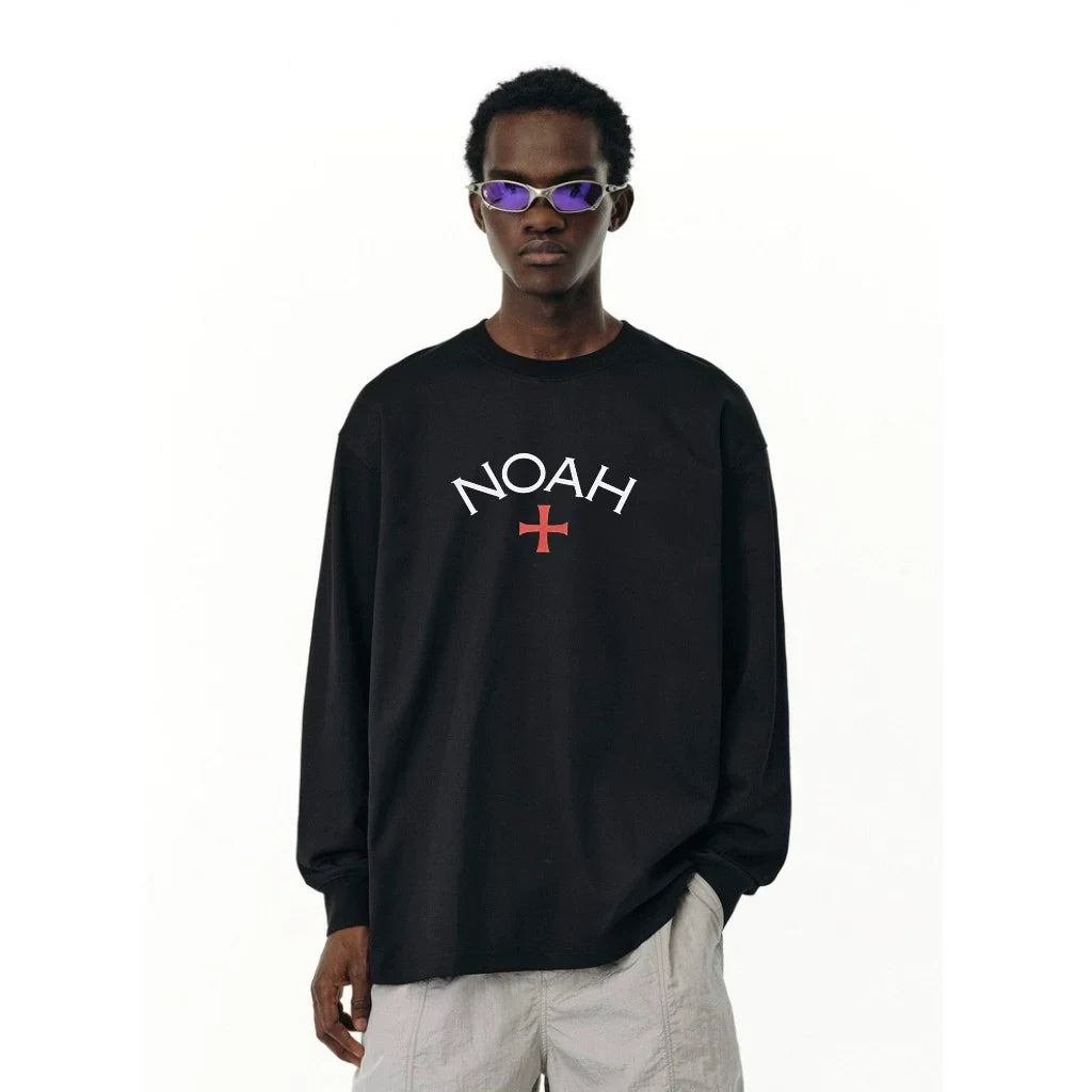 NOAH MARS Men First Gen Cross Crew Neck Long Sleeve Base Tee