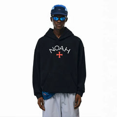 NOAH MARS Men Loose Cross Graphic American Casual Hoodie