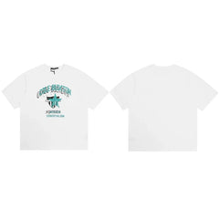Cole Buxton White Teal Star Graphic Logo T-Shirt