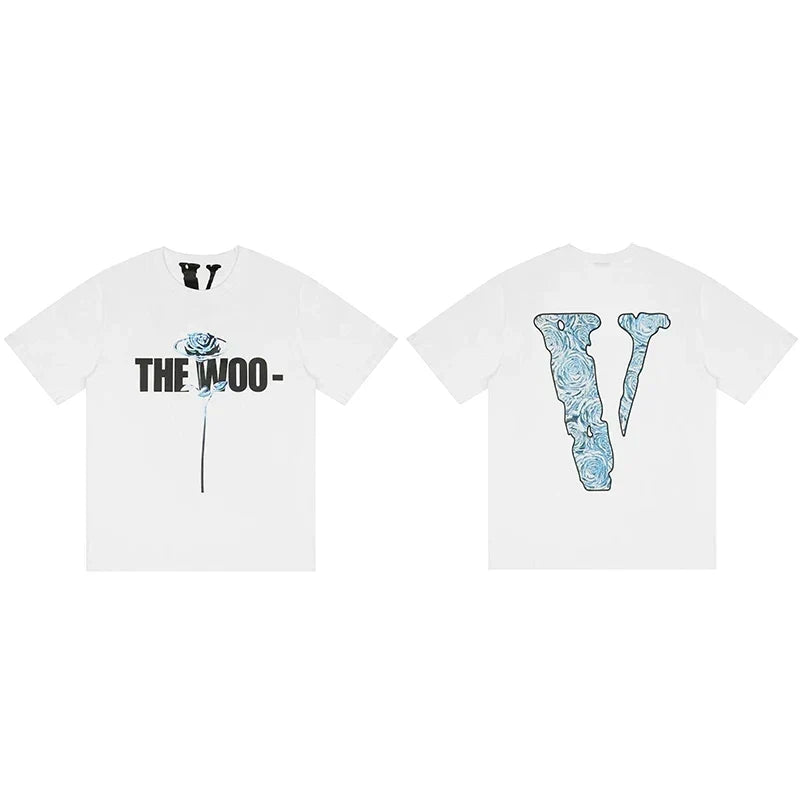 Vlone x Pop Smoke "The Woo" Graphic T-Shirt - White/Blue