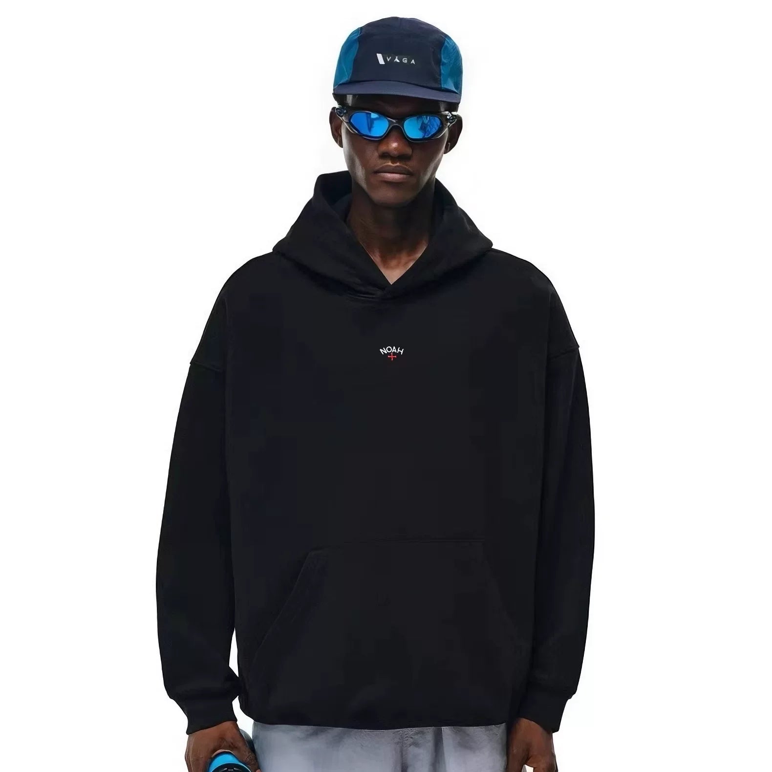 NOAH MARS Men Thread Splice Hoodie Chest Cross Embroidered Badge