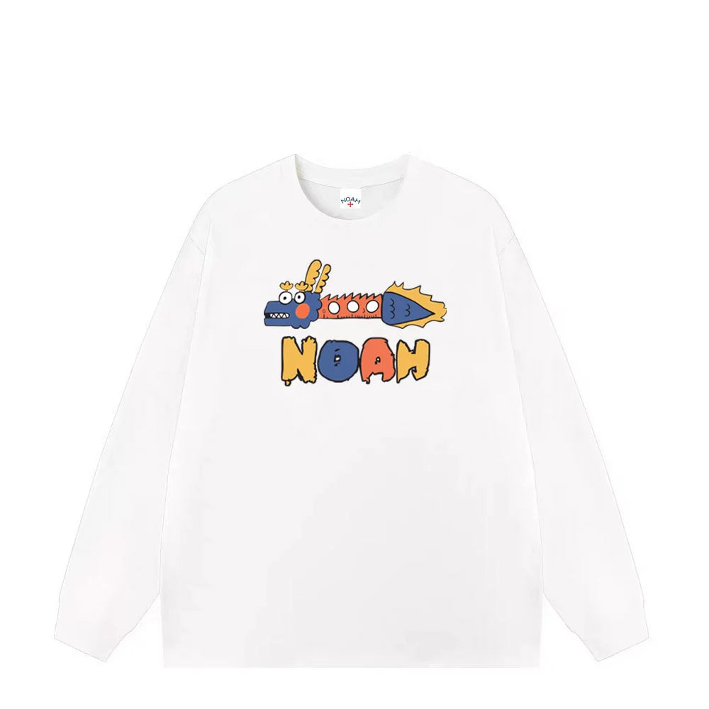 NOAH Loose Cartoon Logo Couple Pure Cotton Long Sleeve Base T-shirt