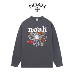 NOAH Autumn Co-branded Daisy Letter Crew Neck Cotton Long Sleeve Tee Unisex