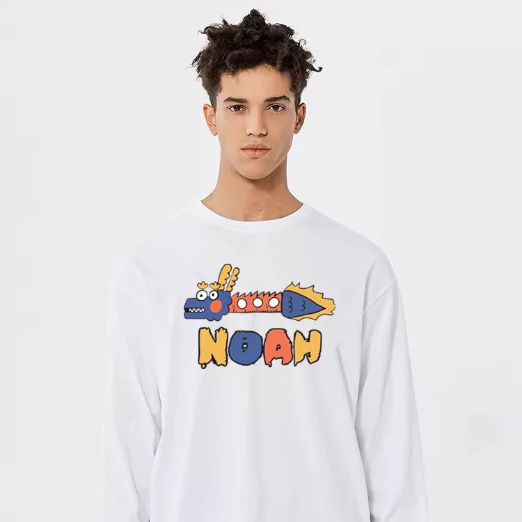 NOAH Loose Cartoon Logo Couple Pure Cotton Long Sleeve Base T-shirt