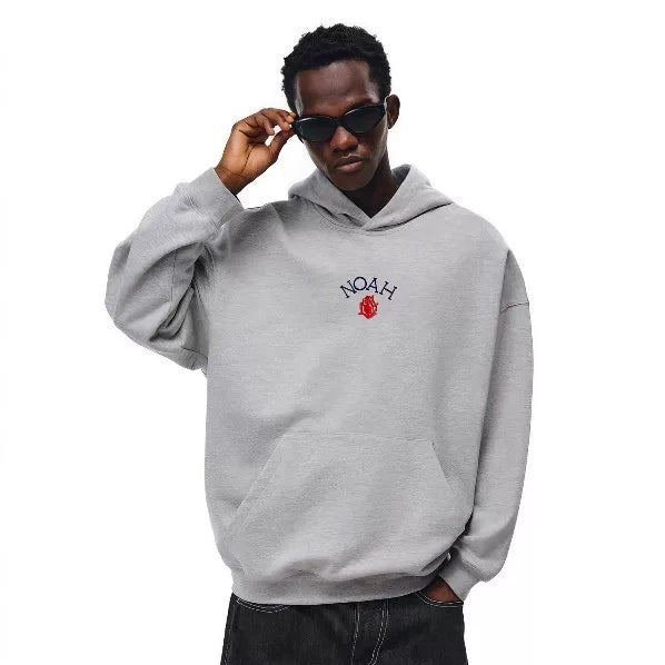 NOAH MARS Men Loose Thread Splice Hoodie Tiny Rose Embroidery American Style