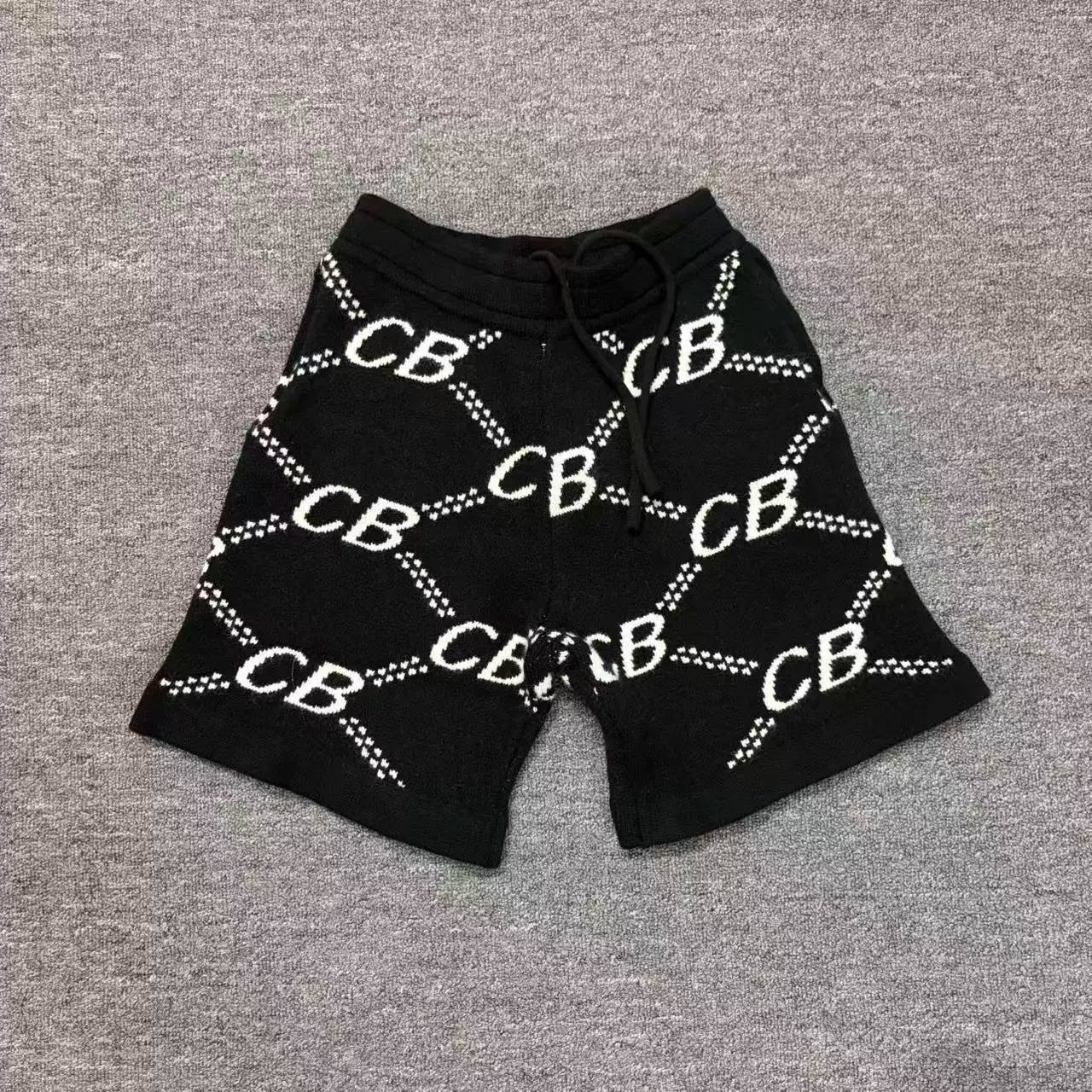 Cole Buxton Black All-Over Italic CB Chain Shorts