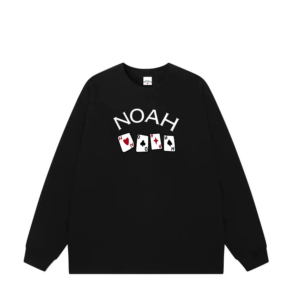 NOAH Poker Print Heavy Cotton Unisex Long Sleeve Tee Spring Autumn