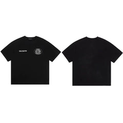 Cole Buxton Black Circular Badge Minimalist Logo T-Shirt