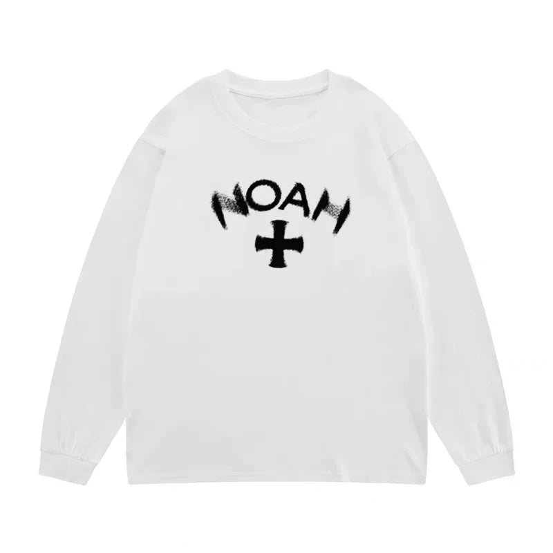 NOAH Letter Print Unisex Long Sleeve Tee 24 New Loose American Casual