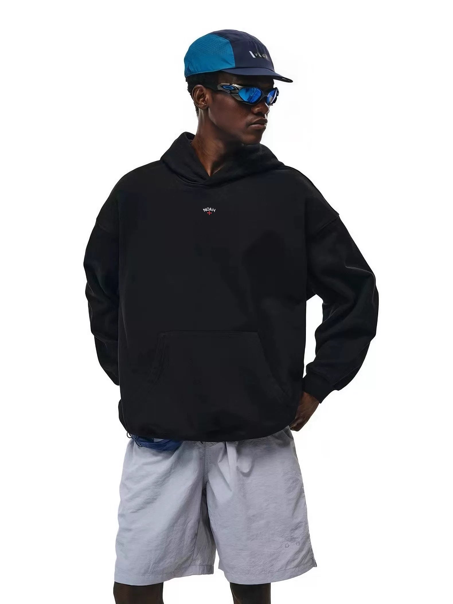 NOAH MARS Men Fleece Hoodie Chest Cross Embroidery American Casual
