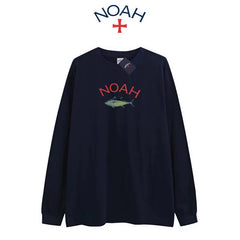 NOAH BWCJ Tuna Print Pure Cotton Unisex Long Sleeve Tee Autumn