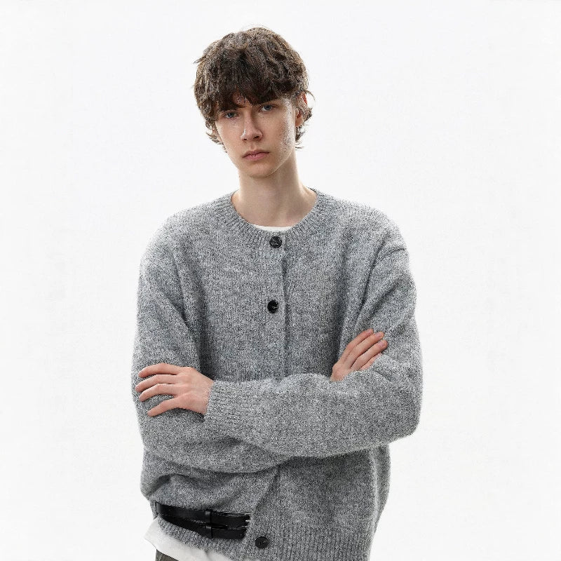 NOAH MARS Retro Old Money Wool Knit Button Cardigan for Men Autumn Winter