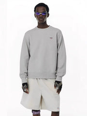 NOAH MARS Men Velvet Crew Sweatshirt Left Chest Cross Embroidery Autumn Winter